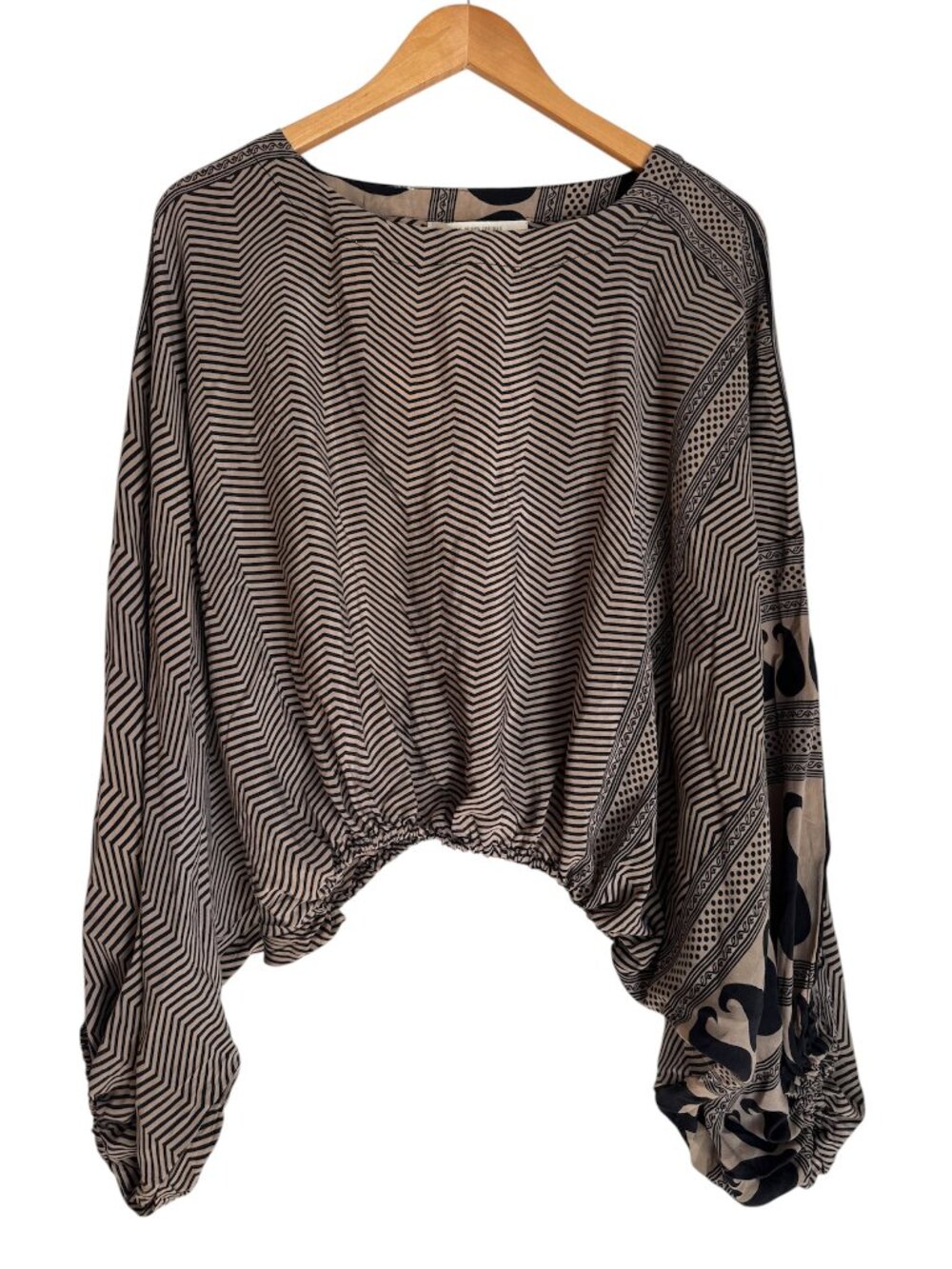 NWT Kantha Bae Luna Crop Top • Crepe Sari Silk • Balloon Sleeve • Free Size